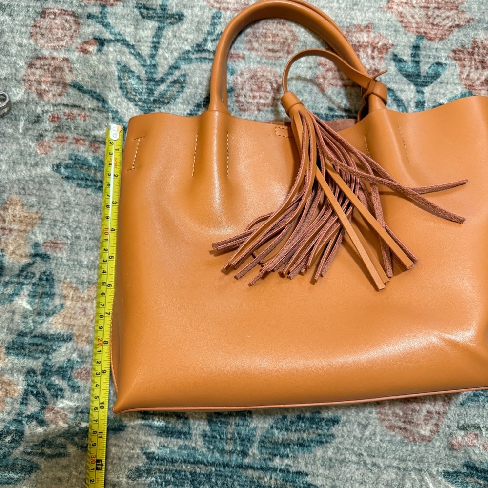 Colab Cognac Tote Bag with Tassel and Removable Shoulder Strap - Picture 5 of 10